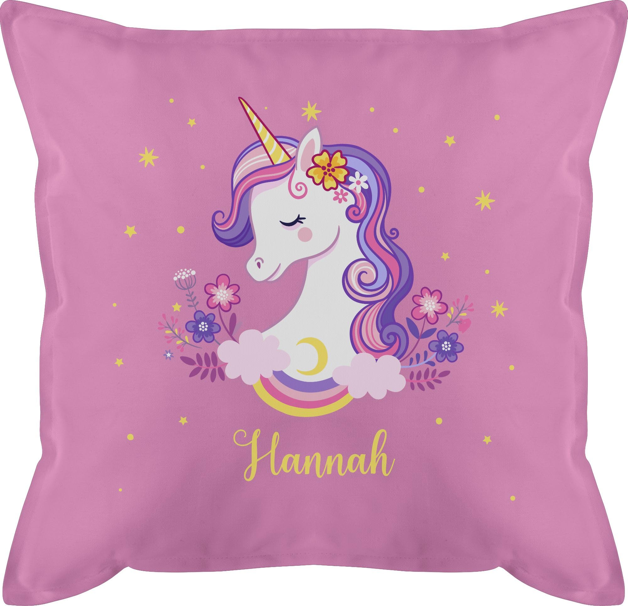 Kissen 50x50 - Einhorn Geschenk Einhörner I Unicorn - 50 x 50 cm - Pink - mädchen einhornkissen Unicorns Name kopfkissenbezug Baumwolle personalisierte einhörnern with Cushion Geschenke