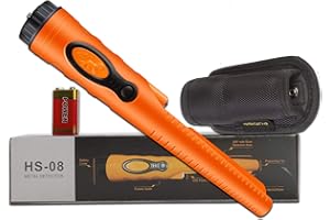 PUDIBE Fully Waterproof Pinpoint Metal Detector Pinpointer - 360° Search Pinpointing Finder Probe Treasure Hunting Tool Accessories for Adults and Kids (Three Mode) 2023 Hs08 Orange