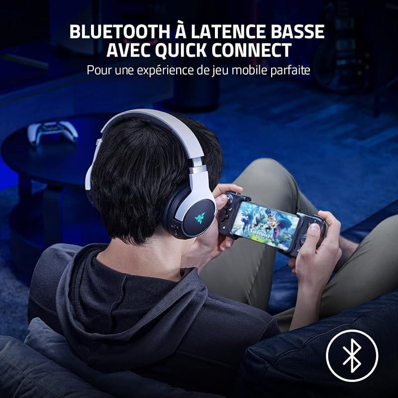 Kaira Pro - Casque Gaming Premium sans Fil pour PlayStation 5 avec Haptique HyperSense (Haut-parleurs de 50mm, Microphone Détachable Cardioïde Hyperclear, SmartSwitch, RGB Chroma) Noir-Blanc