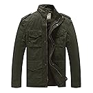 WenVen Men's Stand Collar Cotton Field Jacket