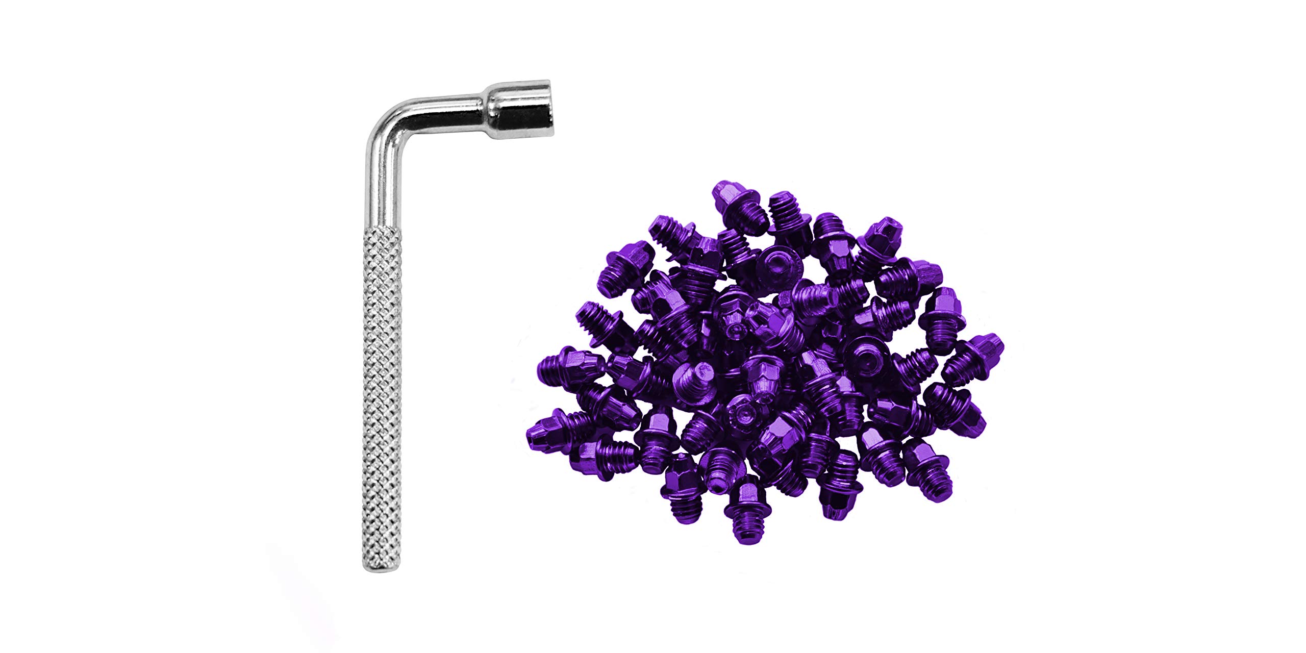Funn Pedal Pins Studs for Mamba, Ripper, and Python Pedals, 50pcs of M4 x 5mm Street Pins with a 4mm Socket Wrench (Purple)