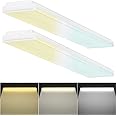 FaithSail Dimmable 4FT LED Wraparound, 4 Foot LED Light Fixture with 3 Watt/3 Lumen/3 CCT, 30W/40W/50W, 3500lm/4500lm/5500lm, 3000K/4000K/5000K, 48'' Flush Mount Light, Fluorescent Replacement, 2 Pack