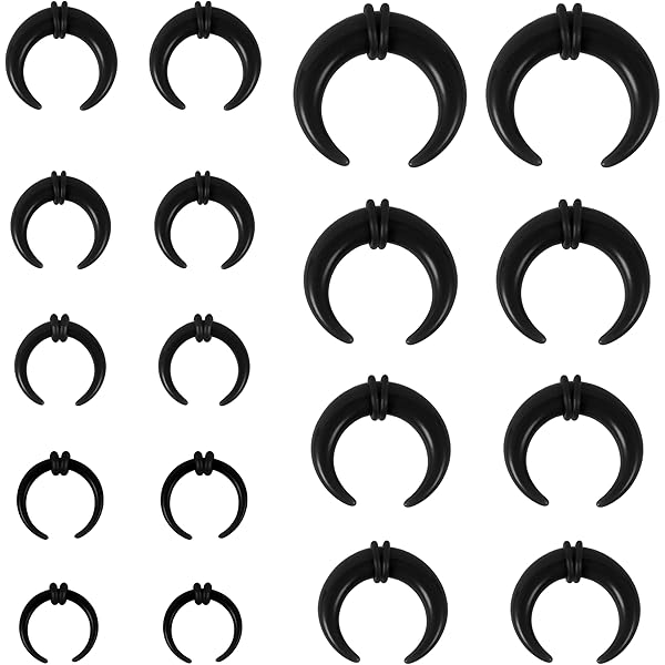 Kit Stretching Oreille 36 Pièces - Acrylique Noir