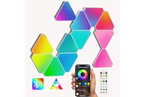 RCmall Gaming Light RGB Triangle LED Wall Light Panel with APP and Remote Cool Music synced Game Lights for Living Room, Bedroom, Game Room, Kids, Adults Smart Light 12pack.