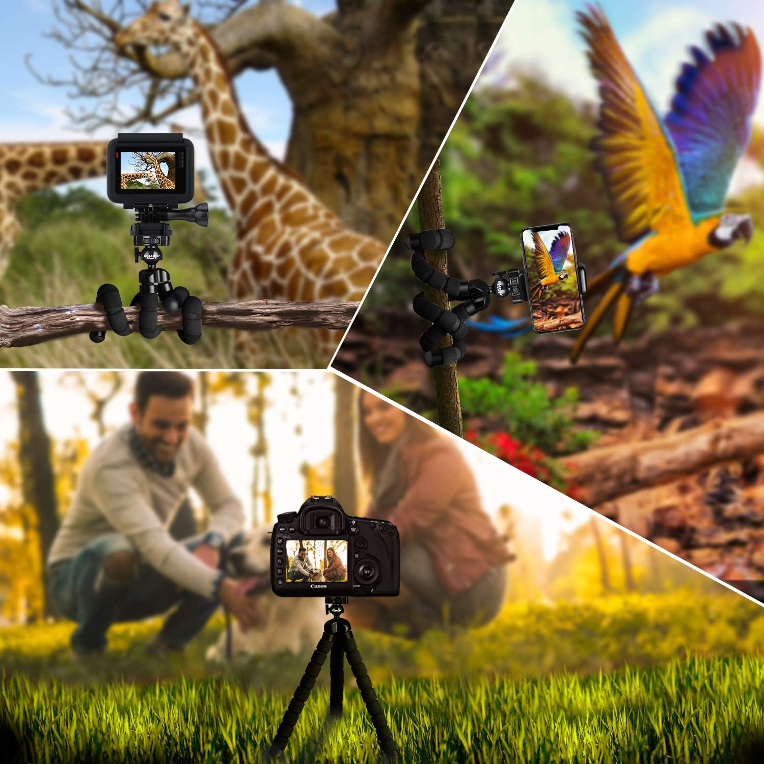 UBeesize Tripod S, Premium Phone Tripod, Flexible Tripod with Wireless Remote Shutter, Compatible with iPhone/Android Samsung, Mini Tripod Stand Holder for Camera GoPro/Mobile Cell Phone (Upgraded) : Camera & Photo