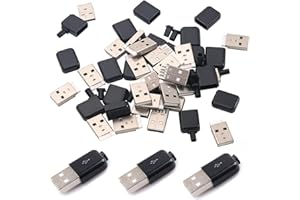 XUGERIP 20 Sets USB 2.0 Type-A Male Solder Connector, 4-Pin USB Plug with Black Housing, 480Mbps High Speed, DIY Wire Repair 