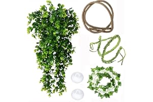 EMYSSA Reptile Tank Accessories,Reptile Plants,Terrarium Hanging Plant Vines Artificial Leaves,Bearded Dragon Tank Accessories,Leopard Gecko Tank Accessories,Terrarium Plants Decor for Reptile Tank Decor