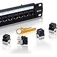 Lysymixs Cat6 Patch Panel 24 Port with Keystone, RJ45 Network Panel 19 Inch, Punch Down Keystone Ethernet Patch Panel with Back Bar