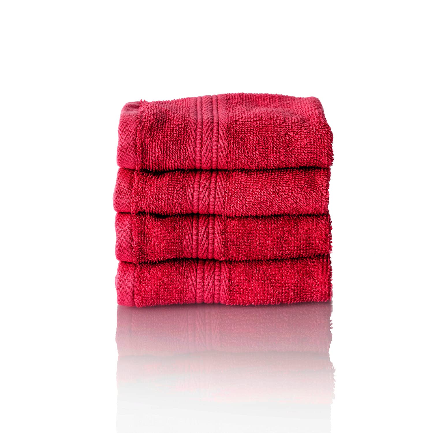 ALCLEAR set of terry hand towels, range of soft and highly absorbent towels, OEKOTEX 100 certified, 5 colours & 5 sizes, colour: RED, 4 x guest towels 30 x 50 cm
