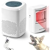Dog Barking Alarm with Motion Sensor &amp; Remote | Realistic Loud Alert System, Waterproof 23FT Detector for Home Security, Yard, Garage, Camping ,RV &amp; Patio