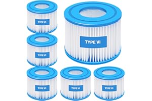 Zihvfzu 6 Pack Type VI Hot Tub Filter Cartridge Replacement - Compatible with Lay-Z-Spa, Coleman SaluSpa 90352E, 58323, 90427E,Inflatable Hot Tub Filters，Spa Filters
