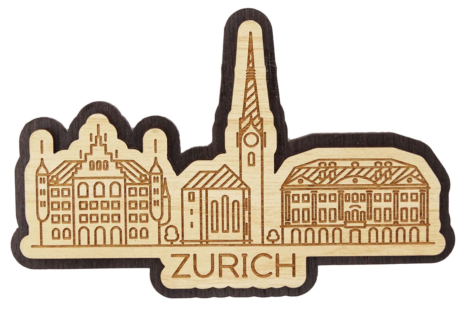 Printtoo Decorative Engraved Wooden Zurich Switzerland Souvenir Fridge Magnet Gift