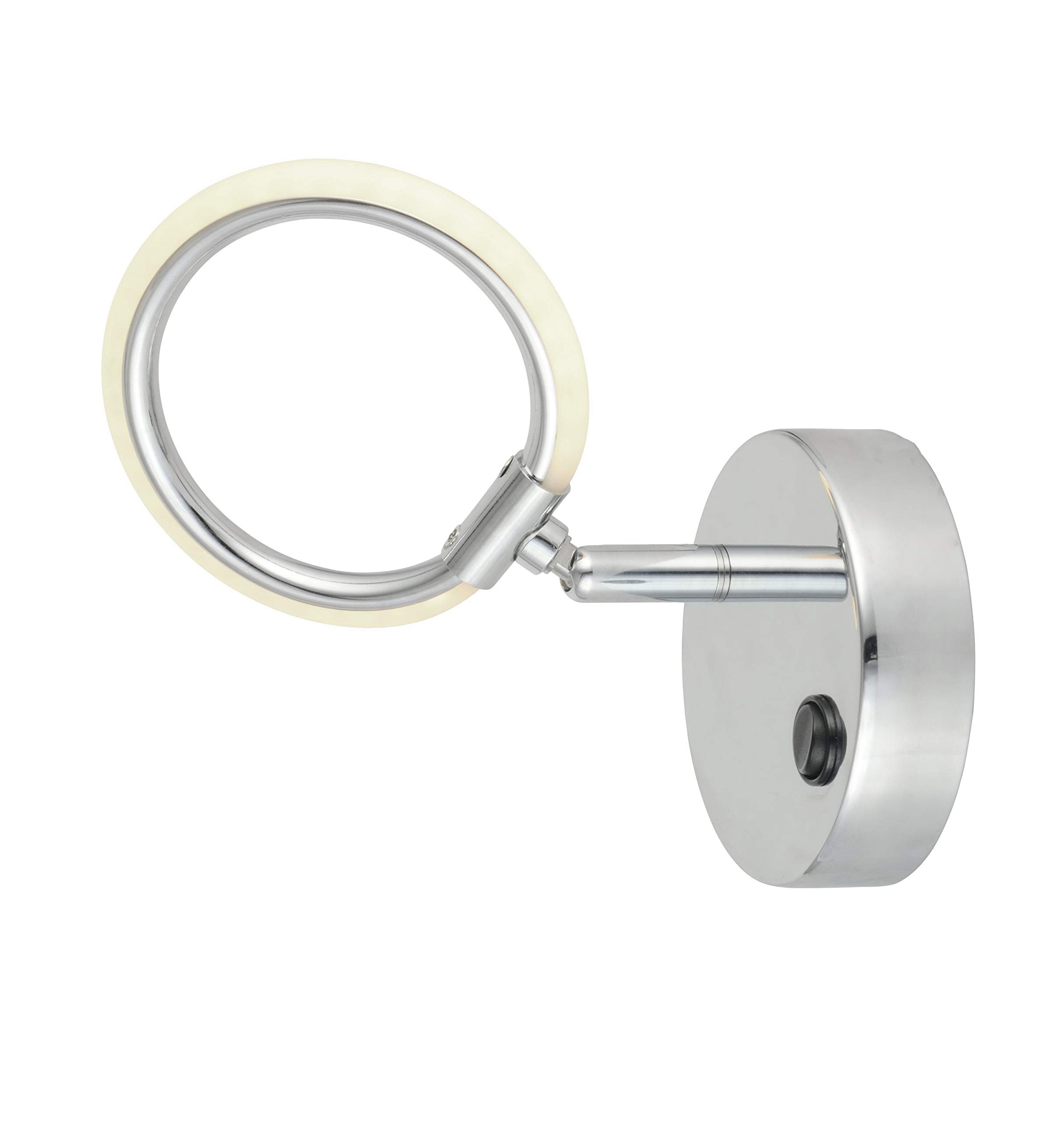 Lighting Collection Modern and Elegant LED Ring Wall Light, Chrome and White