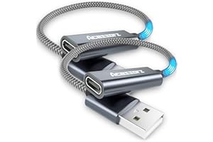 Acessorz USB C Female to USB Male Adapter, Type C to USB A Cable Adapter, USBC Power Fast Charger Connector for iPhone 13/12/Pro Max, Galaxy S21/S22, Google Pixel - Dark Grey (2 Pack)