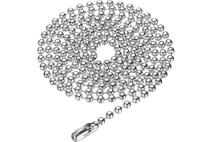 HARFINGTON Stainless Steel Beaded Ball Chain 3.0mm 29.5" Length 316L Round Bead Necklace Dog Tag Pull Chains with Connectors 