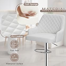 VECELO Adjustable Bar Stools Set of 2, Bar Height