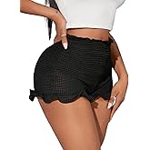 GORGLITTER Women's Ruffle Bloomer Shorts Elastic Waist Crochet Mini Frilly Shorts