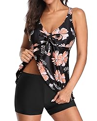 Yonique Women 2 Piece Flowy Tankini Swimsuits with