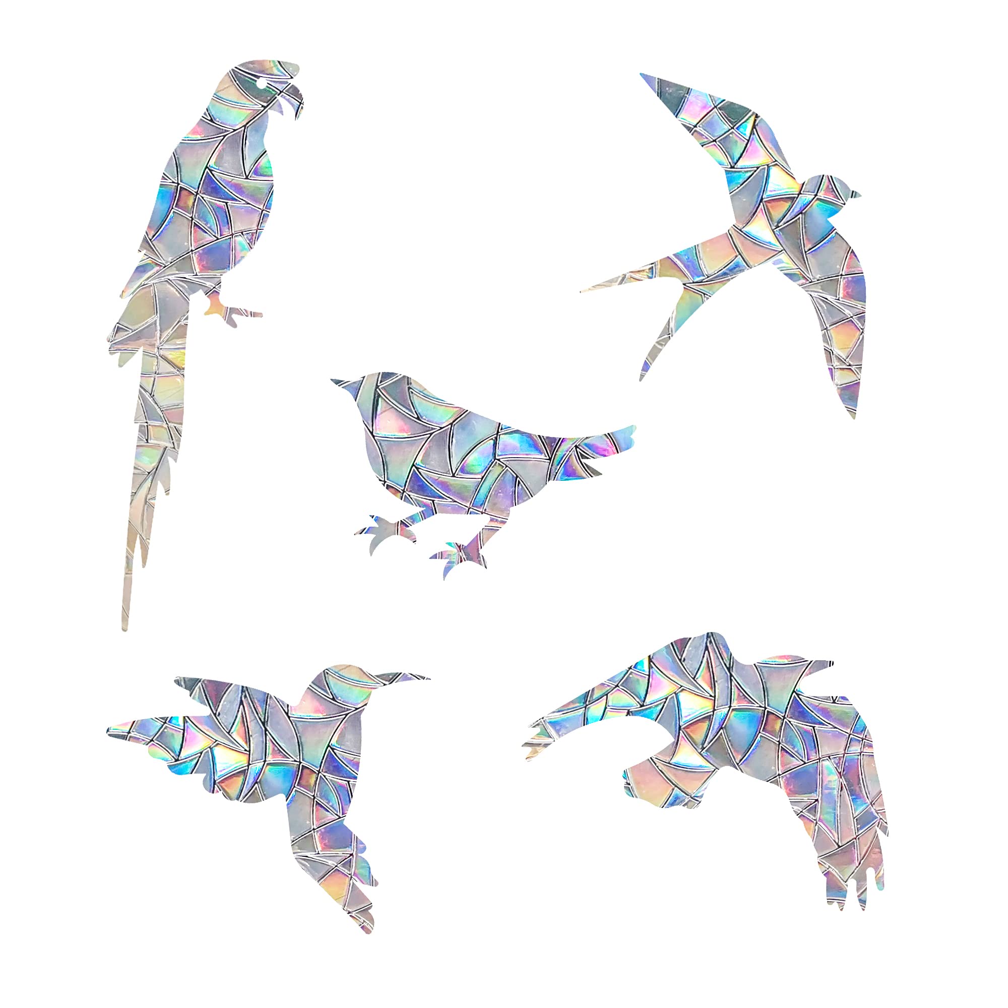 Prism Window Stickers for Bird Strikes, Anti-Collision Stickers, Prevent Birds from Flying in Windows (Birds, 15 Pack)