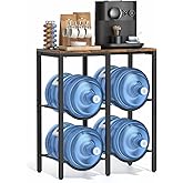 VINAEMO 5 Gallon Water Jug Holder, 3-Tier Water Jug Stand with Extended Wood Tabletop Shelf, 4 Slots 5 Gal Water Bottle Holder Storage Rack with Water Dispenser Stand for Home,Office,Garage Organizer