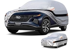 Holthly 10 Layers SUV Car Cover Custom Fit for Hyundai Tucson (2004-2024) Waterproof All Weather for Automobiles, Outdoor Full Cover Rain Sun UV Protection.Silver
