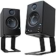 HumanCentric Desktop Speaker Stands Pair for Desk Speakers, Medium and Small Bookshelf Riser, Use in Studio, Home Office or Gaming Setup, 5 Degrees Tilt, Aluminum, Rubber Feet, Black