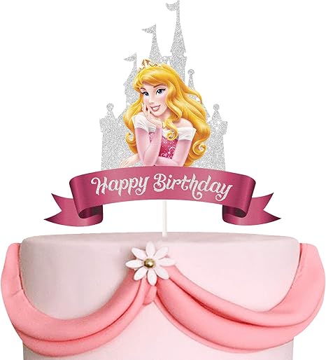 Amazon Meltelof グリッター スリーピングビューティー ハッピーバースデー ケーキトッパー プリンセスオーロラテーマ 誕生日パーティーサプライヤー ディズニープリンセス オーロラケーキデコレーション プリンセスパーティーのお土産 製菓用品 オンライン通販