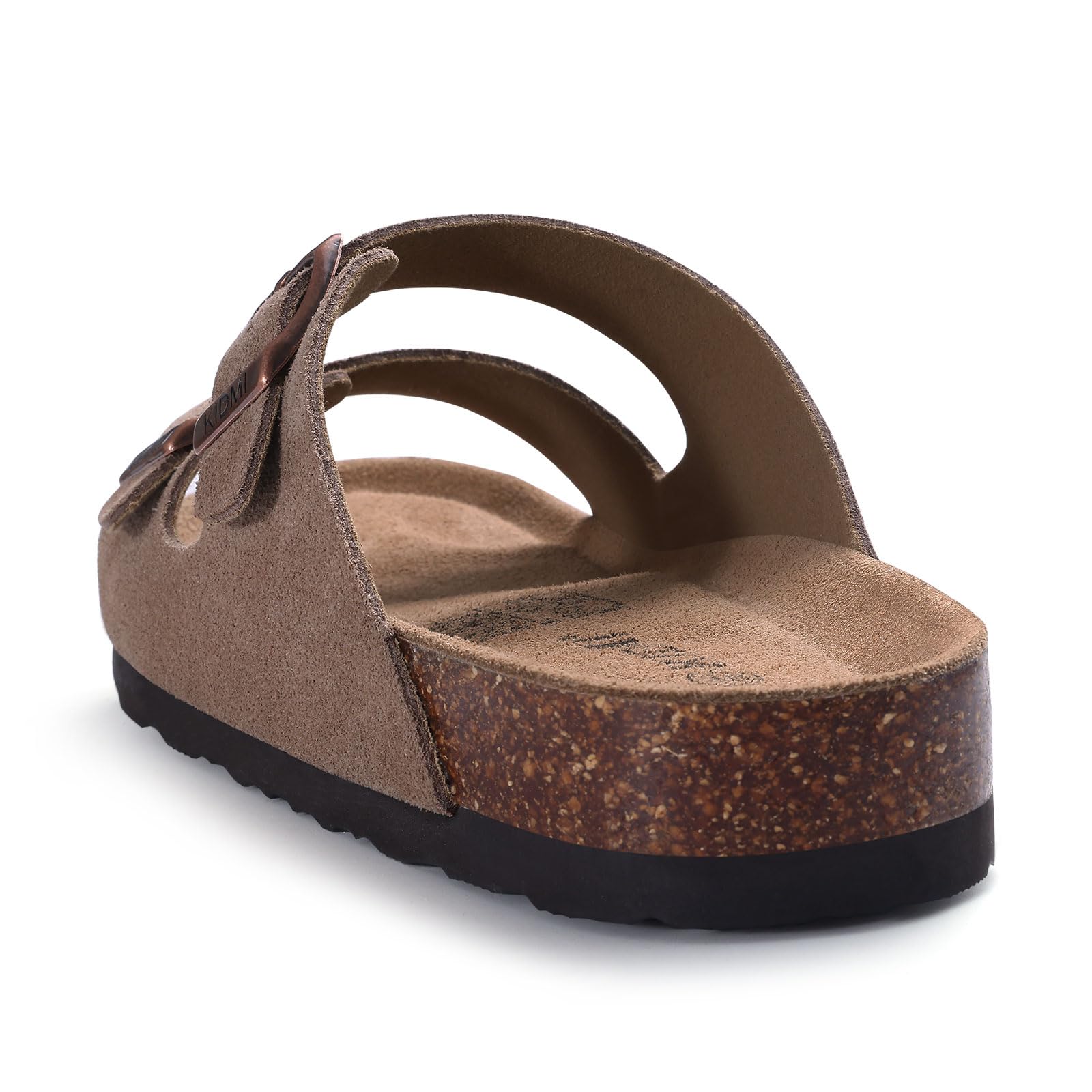 KIDMI Women's Genuine Suede Sandals Cork Footbed Summer Adjustable Slide Sandals