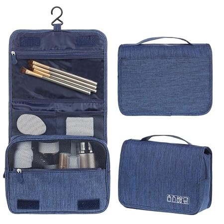 Kulturbeutel?Kulturtasche zum Aufhängen für Damen? Waschtasche für Männer und Frauen Faltbare Reisetasche (Blau)