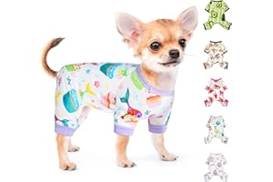 PINKTIE Dog Pajamas for Small Dogs Boy Girl Cute Dog Clothes Soft Stretch Chihuahua Yorkie Clothes Onesies Summer Puppy Pajamas XS-XXL, Pet Dog Pjs Outfits Shirts Pet Cats Jammies Sleeper (Small, Cake purple)