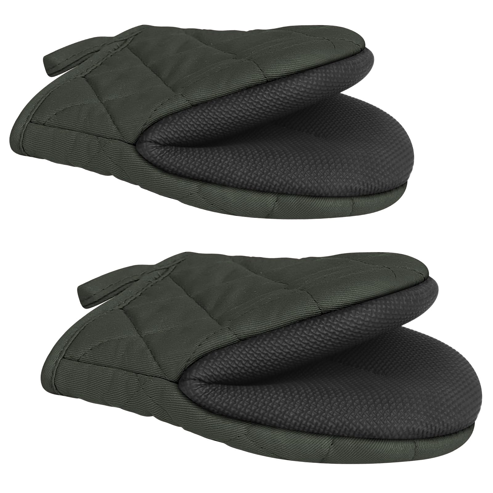 1 Pair Short Oven Mitts - Silicone Kitchen Oven Gloves High Heat Resistant 500℉, Mini Oven Mits with Non-Slip Grip Surfaces and Hanging Loop for BBQ, Baking, Cooking and Grilling (Grey)