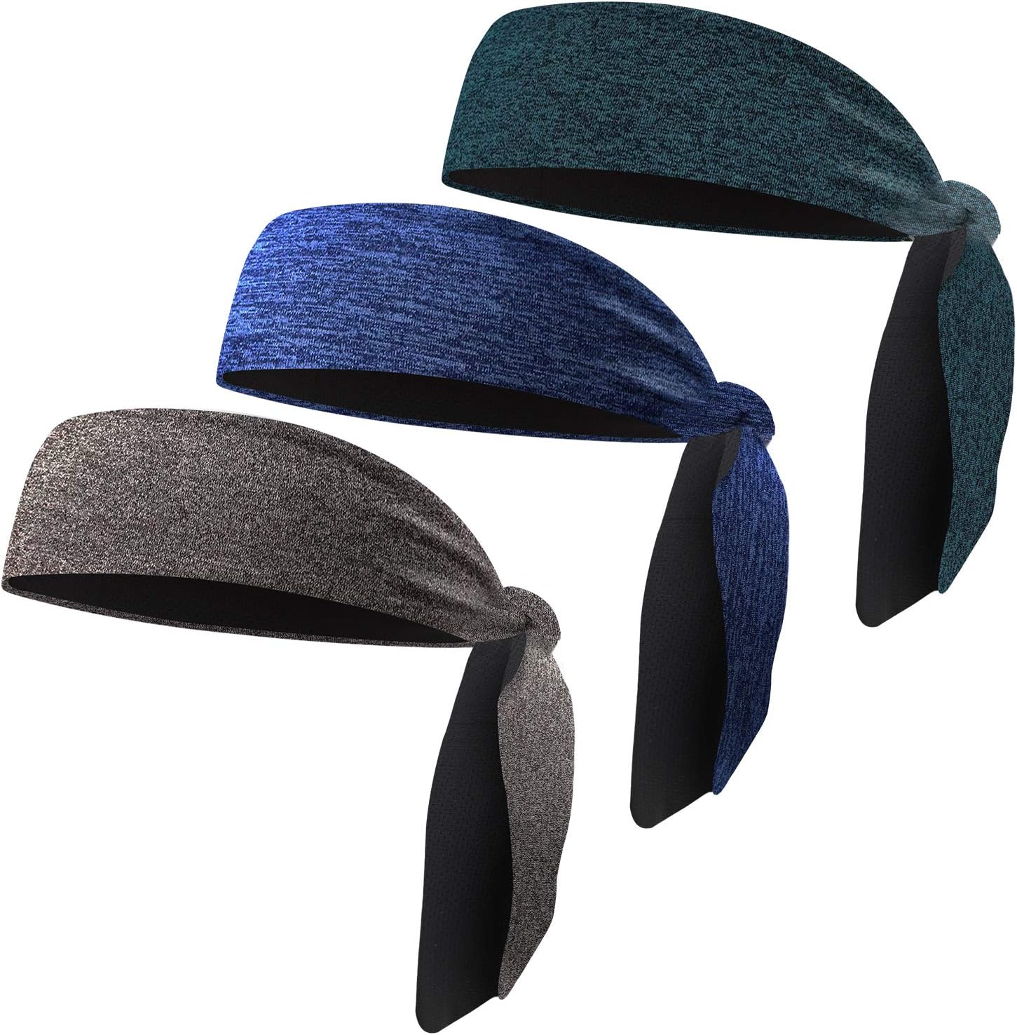 EasYoungMen's Headbands, 3-Pack Head Ties, Non Slip Sweat-Wicking Headbands for Running, Tennis, Hairband for Women & Men