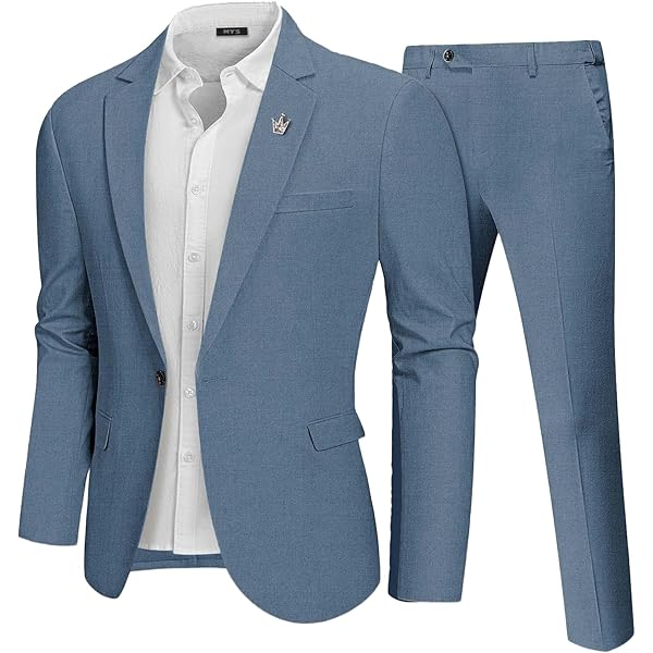Drkobr Men's Suit 2 Pieces Set Solid Jacket and Adjustable