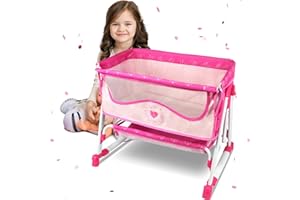 Anivia Doll Bed Furniture 2 Function Toy, Doll Bed and Doll Swings Together for 18 inches Baby Dolls, Baby Doll Crib with Bottom (DP601PINK)