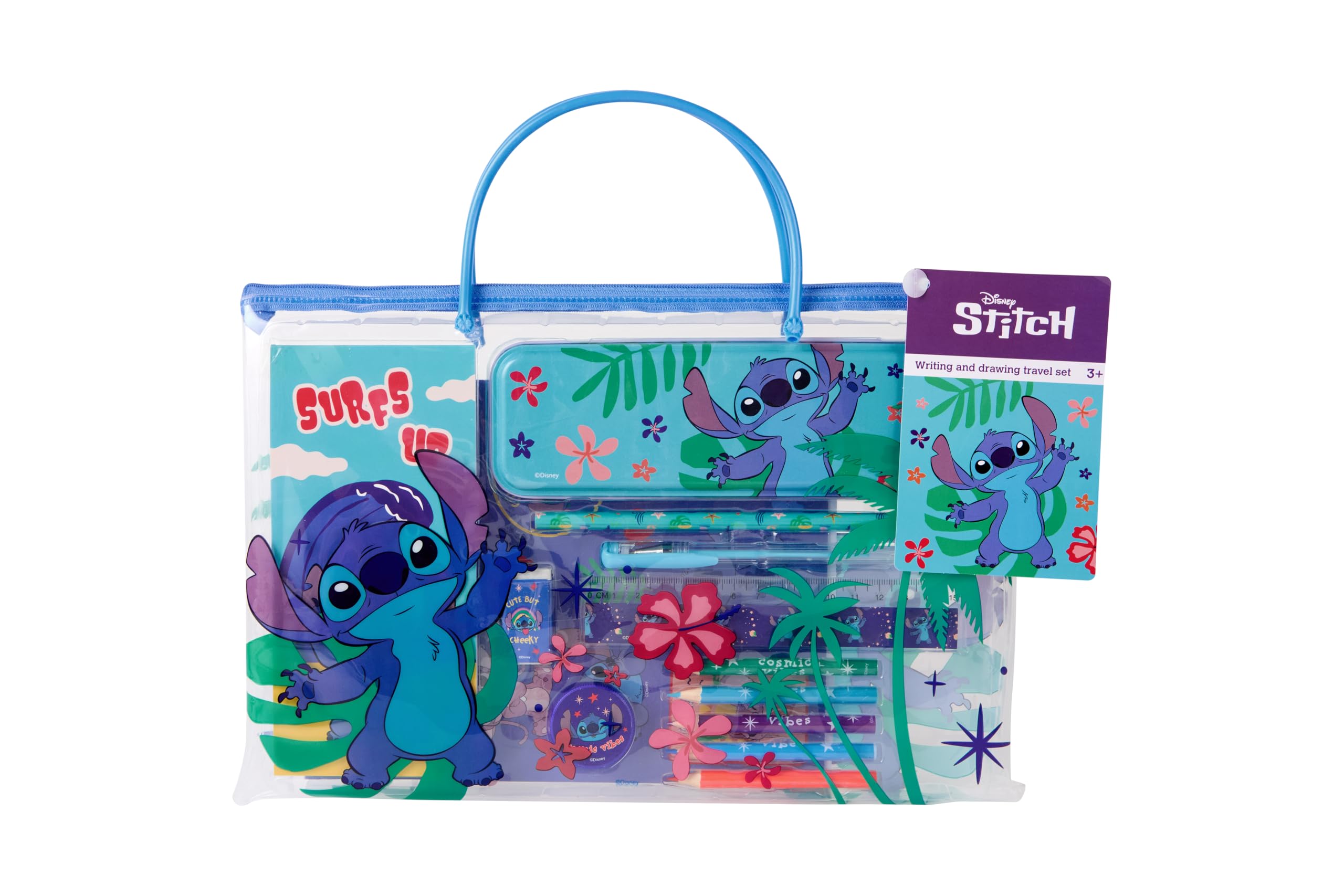 Disney Stitch Writing and Drawing Travel Set | Colouring and Craft Set for Children with Pencil Case, Pens & Colouring Sheets | Creative Travel Set in Bag with Handle | Lilo and Stitch Gift for Girls