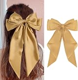 AYNKH 2 PCS Big Bow Hair Clips with Long Silky Satin French Barrette view 6