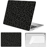 Seorsok Compatible with MacBook Air 13 Inch Case 2022 2021 2020-2018 Release A1932 A2179 M1 A2337 Touch ID,Leopard Grain Plastic Hard Shell Case with Keyboard Cover,Black Leopard Cheetah Pattern