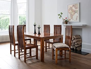 Lifeestyle Handcrafted Sheesham Wood 6 Seater Dining Set (Honey Medium)