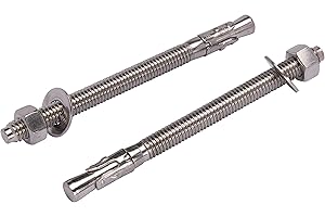 Bolt Dropper 3/8" x 5" Wedge Anchor (5 Pack), 18-8 (304) Stainless Steel Corrosion Resistance Commercial Grade Washers and Nuts Included