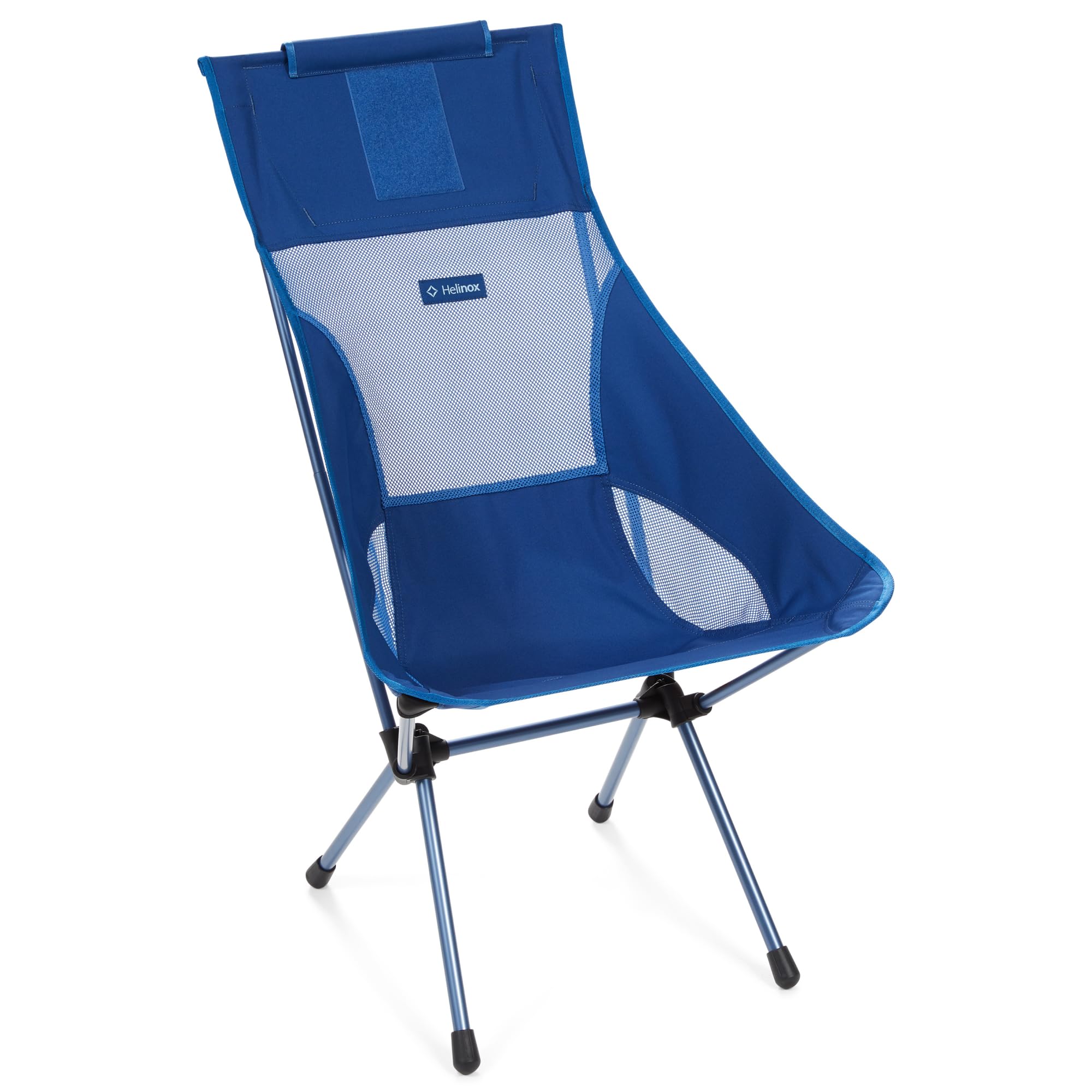 Helinox Sunset Chair Lightweight, High-Back, Compact, Collapsible Camping Chair, Blue Block, with Pockets