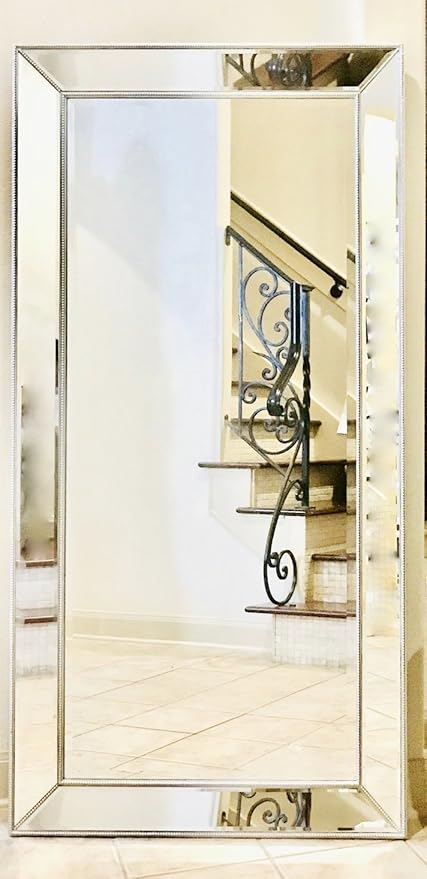 Langrum Stewart The Nancy Mirror Elegant Beaded Beveled Framed