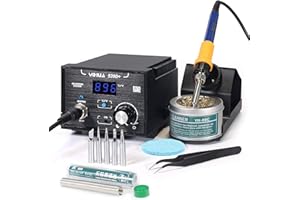 YIHUA 939D+ Digital Soldering Station, 75W Equivalent with Precision Heat Control (392°F to 896°F) and Built-in Transformer. ESD Safe, Lead Free with °C/°F display (Black)