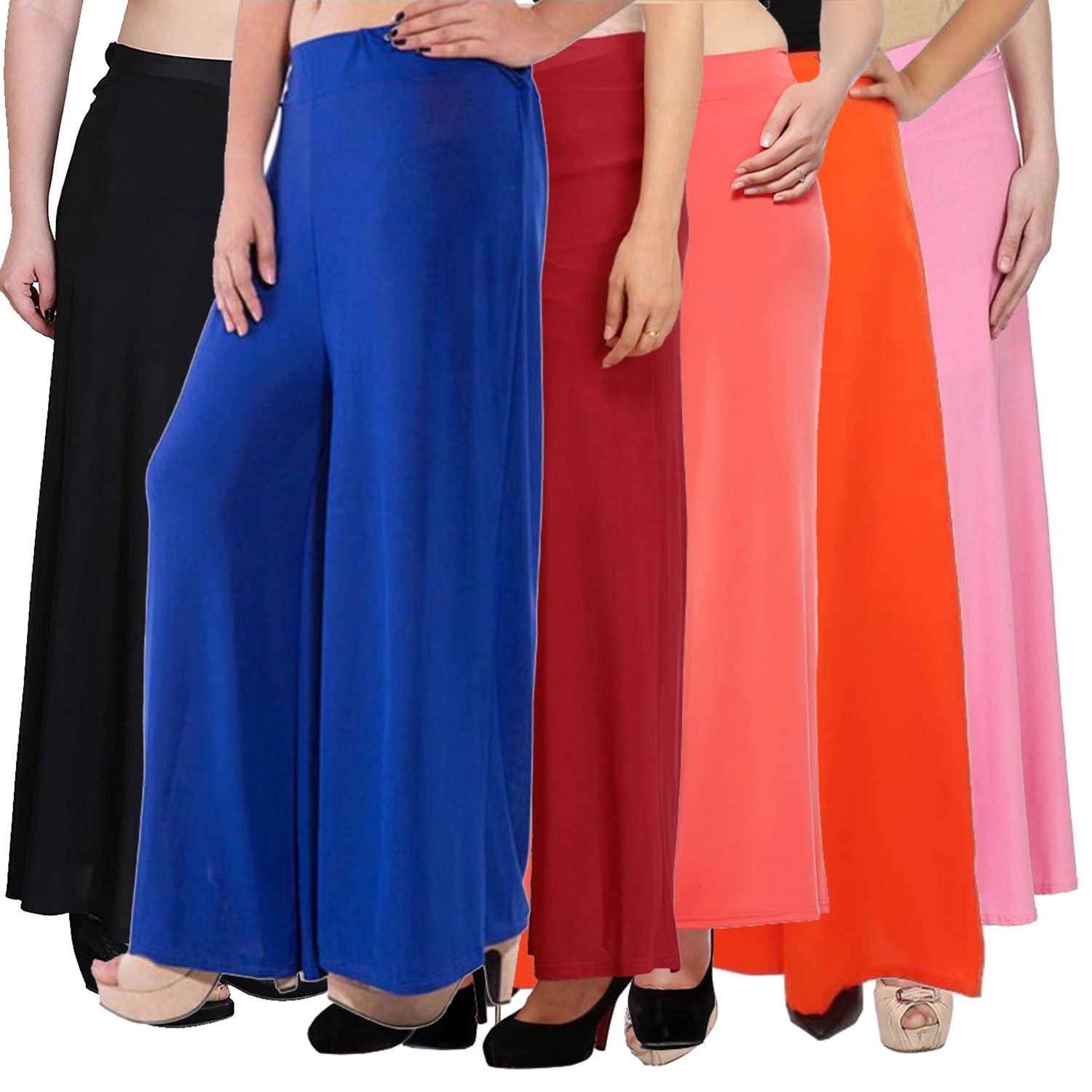 pixie stylish casual wear malai lycra pant palazzo combo (pack of 6) - free size