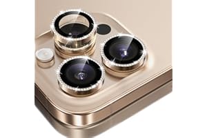 GolbinBox Camera Lens Protector for iPhone 17 Pro Max/17 Pro/16 Pro Max/16 Pro, 1:1 Invisible Fit, 9H Tempered Glass Ultra HD Metal Individual Camera Cover for Women, Case Friendly, Bling/Desert Gold
