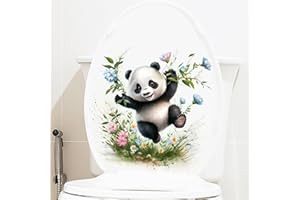 WAFT YEARN Super Cute Panda Toilet Seat Lid Cover Decals Stickers PVC Sticker Removable Self-Adhesive Restroom Decor Art Decoration (Panda 1)