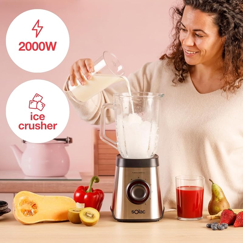 - Frullatore a bicchiere Promixter 2000 W | Caraffa in vetro 1,5 L | 5 velocità + PULSE | 6 lame in acciaio inox | Tritaghiaccio
