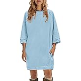 Yanekop Womens Sweatshirt Dress Oversized Crewneck Sweatshirts Half Sleeve Tunic Pullover Tops Fall Outfits 2025