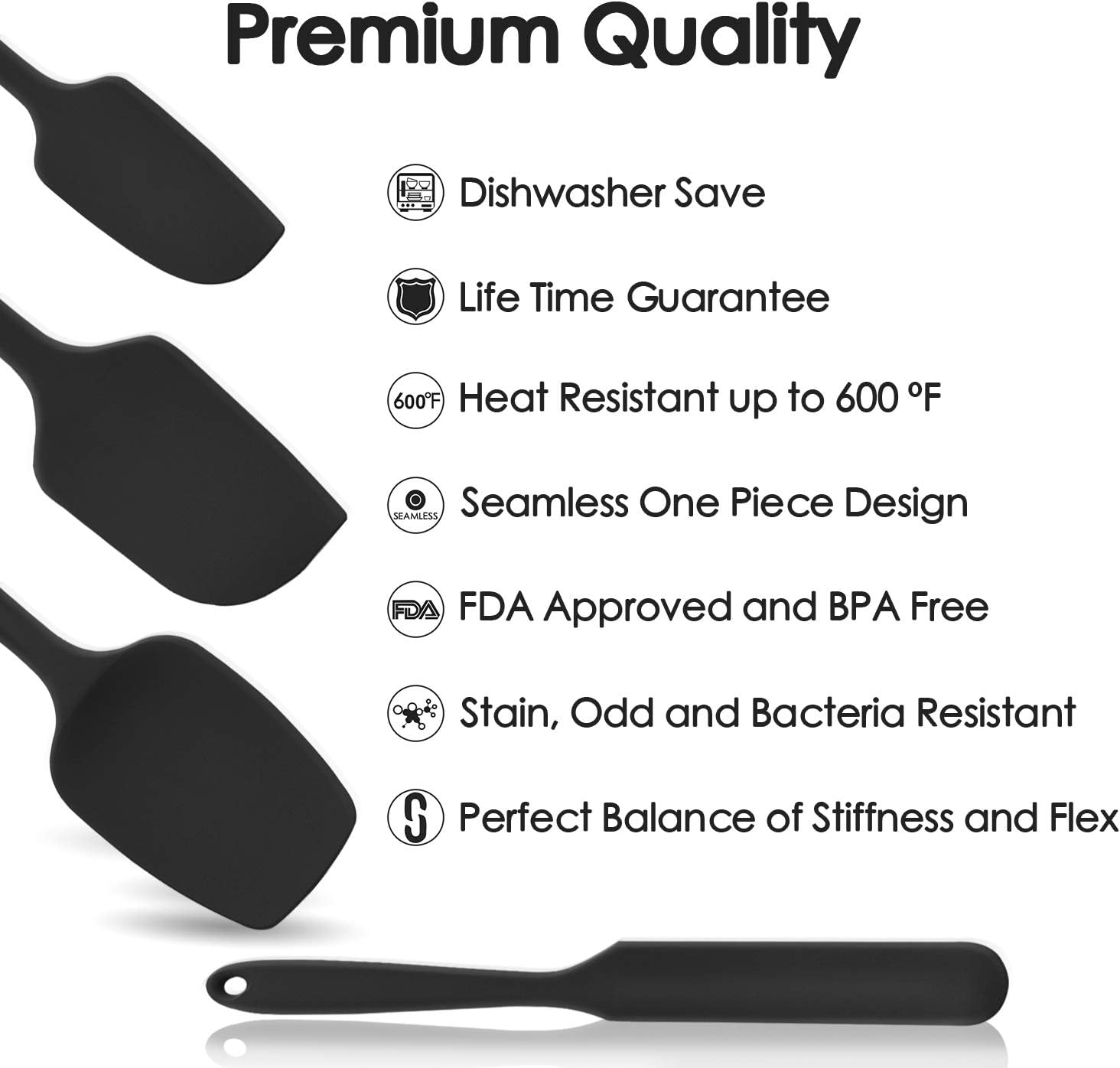 U-Taste Silicone Spatula Set of 4: 315 ℃ Heat-Resistant Flexible Food Grade Bowl Scraper - Image 4