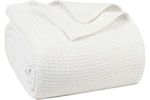 AAVNI HOMES Cotton Blanket King Size Waffle Weave Blanket Soft Premium Breathable White Throw Blanket for All Seasons Summer Blanket King Size Blankets for Bed Sofa or Couch (90 x 108 Inches White)