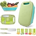 Camping Cutting Board, HI NINGER Collapsible Chopping Board with Colander, 9-In-1 Multi Chopping Board Kitchen Vegetable Washing Basket for Camping,Camping Gifts Camping Accessories for RV Campers